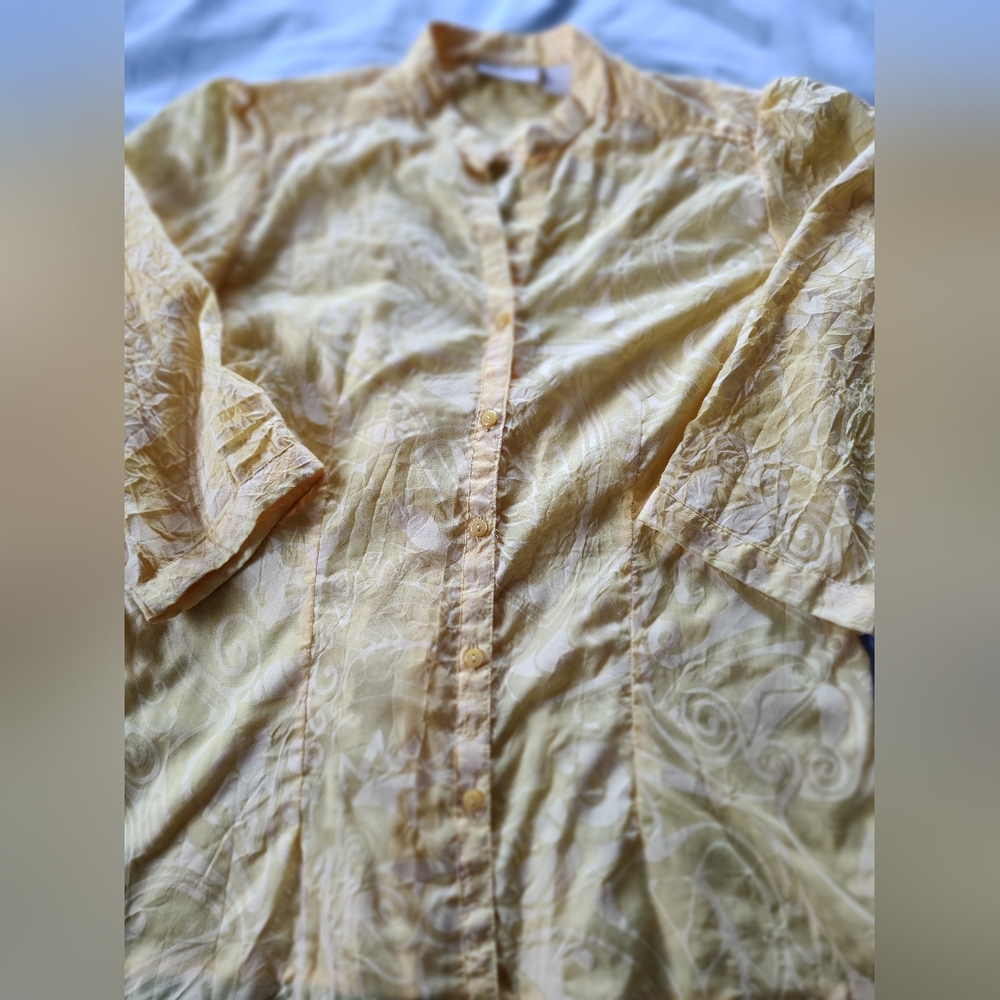 KIM ROGERS Ladies Button Up Blouse Size Large Elbow Sleeves.